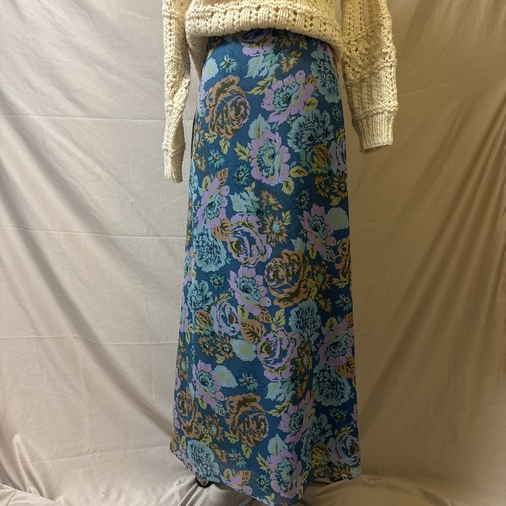 Jaclyn Smith Floral Maxi Skirt in Blue and Purple
